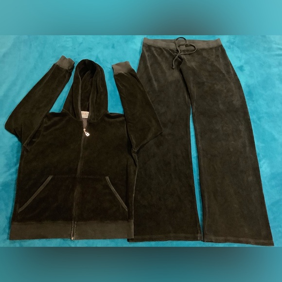 Juicy Couture Terry Pants 32 x 31 Zip Up Crop Hoodie Tracksuit - Picture 3 of 14